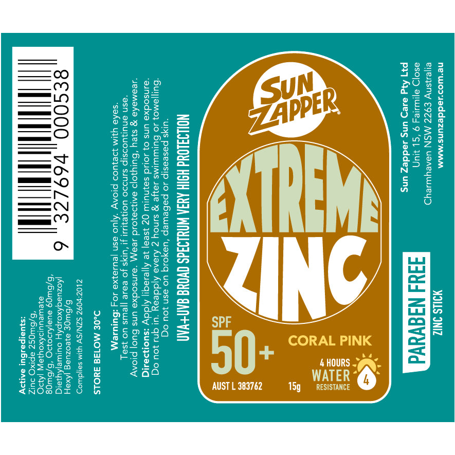 Coral Pink - Sun Zapper Extreme Zinc Stick